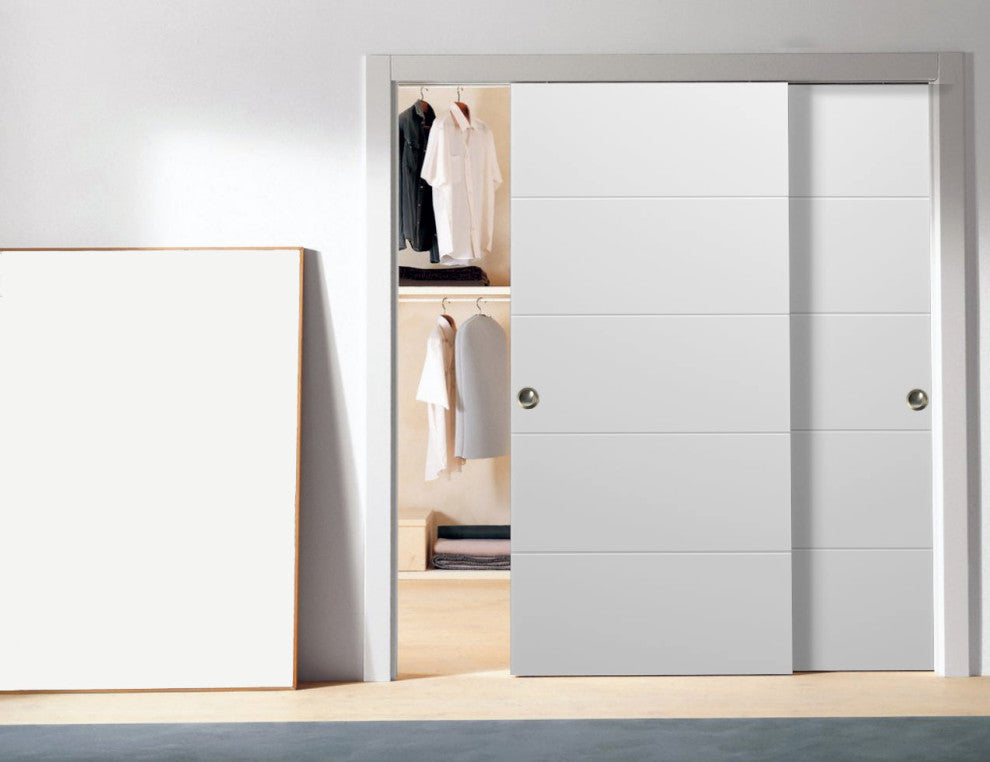 Sliding Bypass Doors 56 x 84, Planum 0770 Painted White