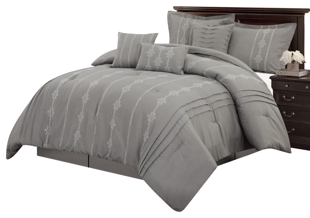 Lisaveta 7-Piece Comforter Set, Grey, King
