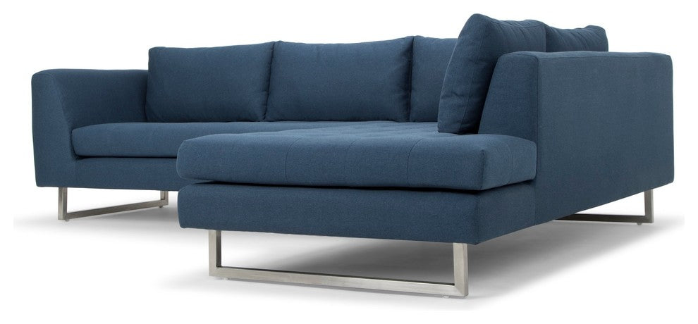 Janis Sectional Sofa Right Hand Facing in Lagoon Blue Velour by Nuevo