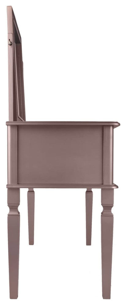 Modern Vanity Table With Stool Set, Rose Gold