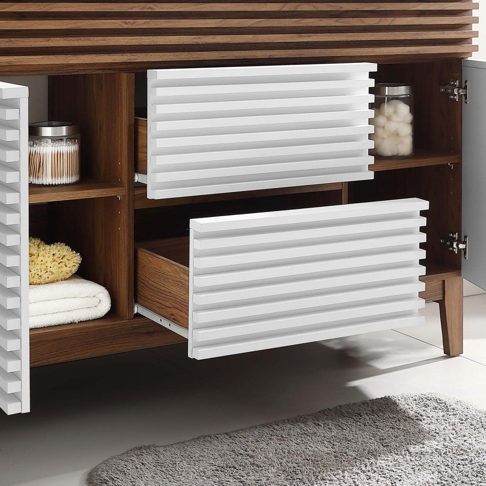 Render 48" Single Bathroom Vanity Cabinet, White Walnut