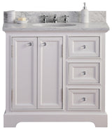 36" Wide Pure White Single Sink Bathroom Vanity, Faucet Included