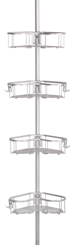 Utopia Alley Flat Shelf, Rustproof Corner Shower Caddy, Satin Chrome & Black, Satin Chrome