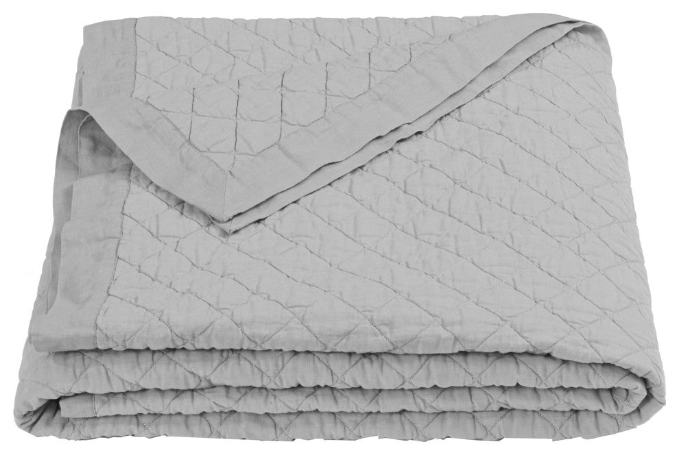 Linen Cotton Diamond Quilt, King, Gray, 1 Piece