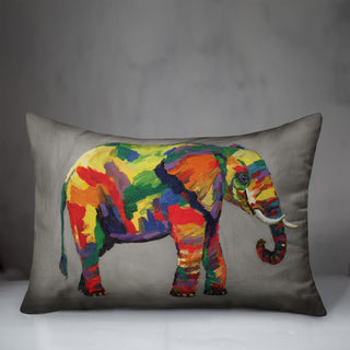 Bright Elephant on Gray 14x20 Indoor/Outdoor Pillow
