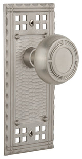 Craftsman Plate Privacy Mission Knob, Satin Nickel