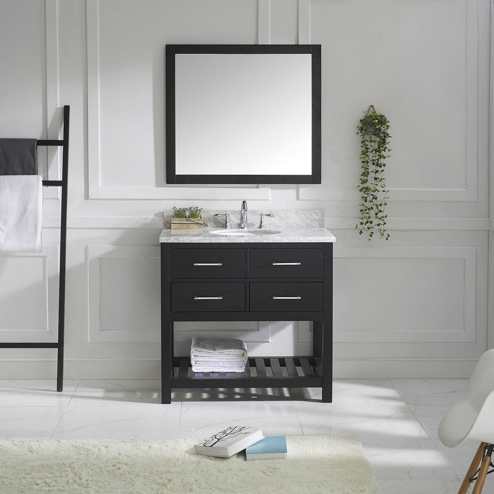 Caroline Estate 36" Single Bathroom Vanity Set Espresso, Marble Top