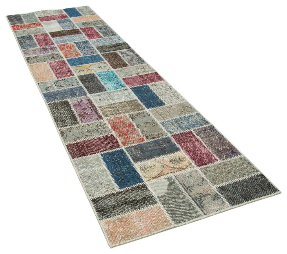 Rug N Carpet - Handmade Anatolian 2' 11" x 9' 9" Wool Patchwork Runner Area Rug