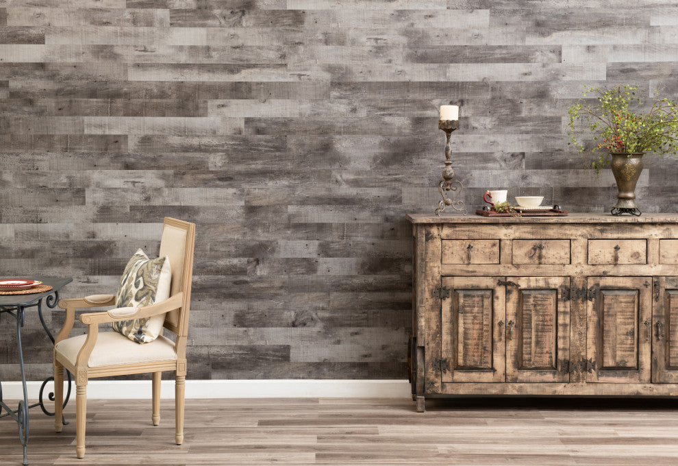 E-Z Wall Peel and Press Driftwood Wall Planks
