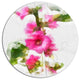 Pink Flower With Stem And Leaves, Floral Disc Metal Wall Art, 11"