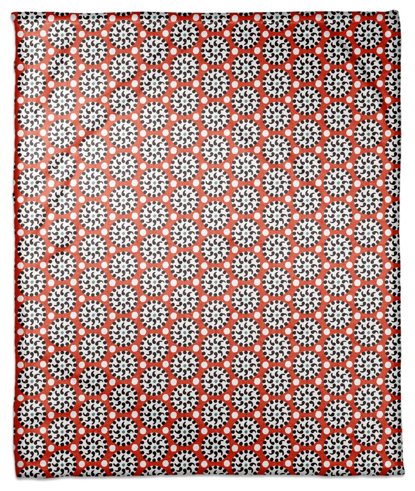 Boho Polka Dots in Red Fleece Blanket