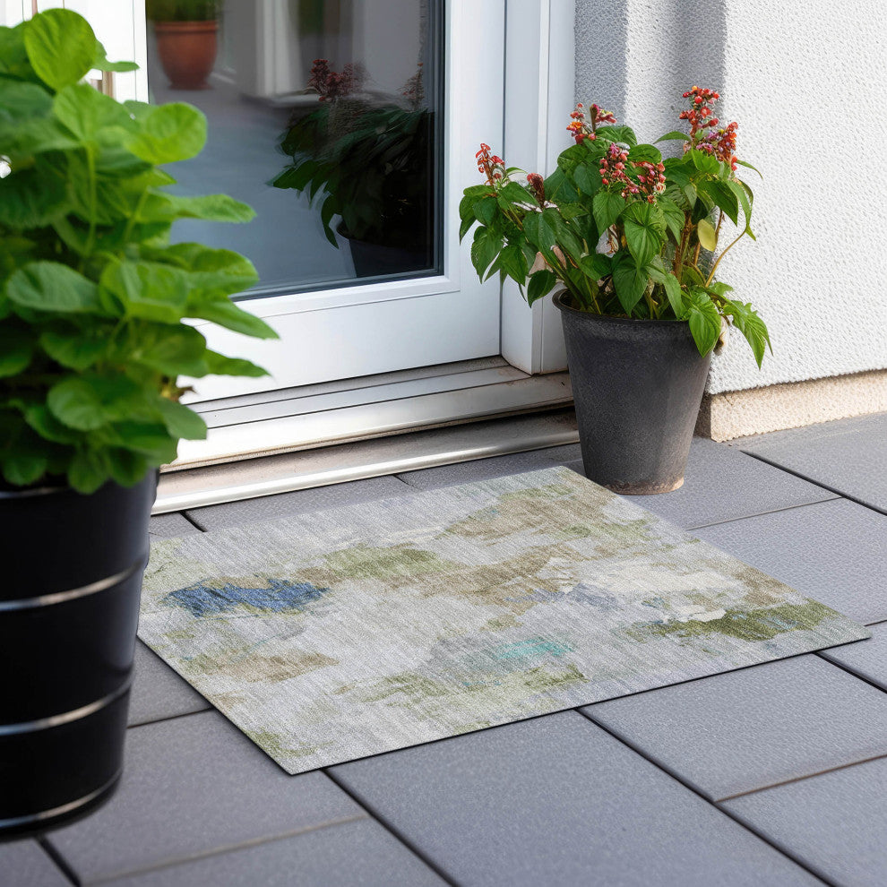 Machine Washable Indoor/Outdoor Chantille ACN1914 Beige 1'8" x 2'6" Rug