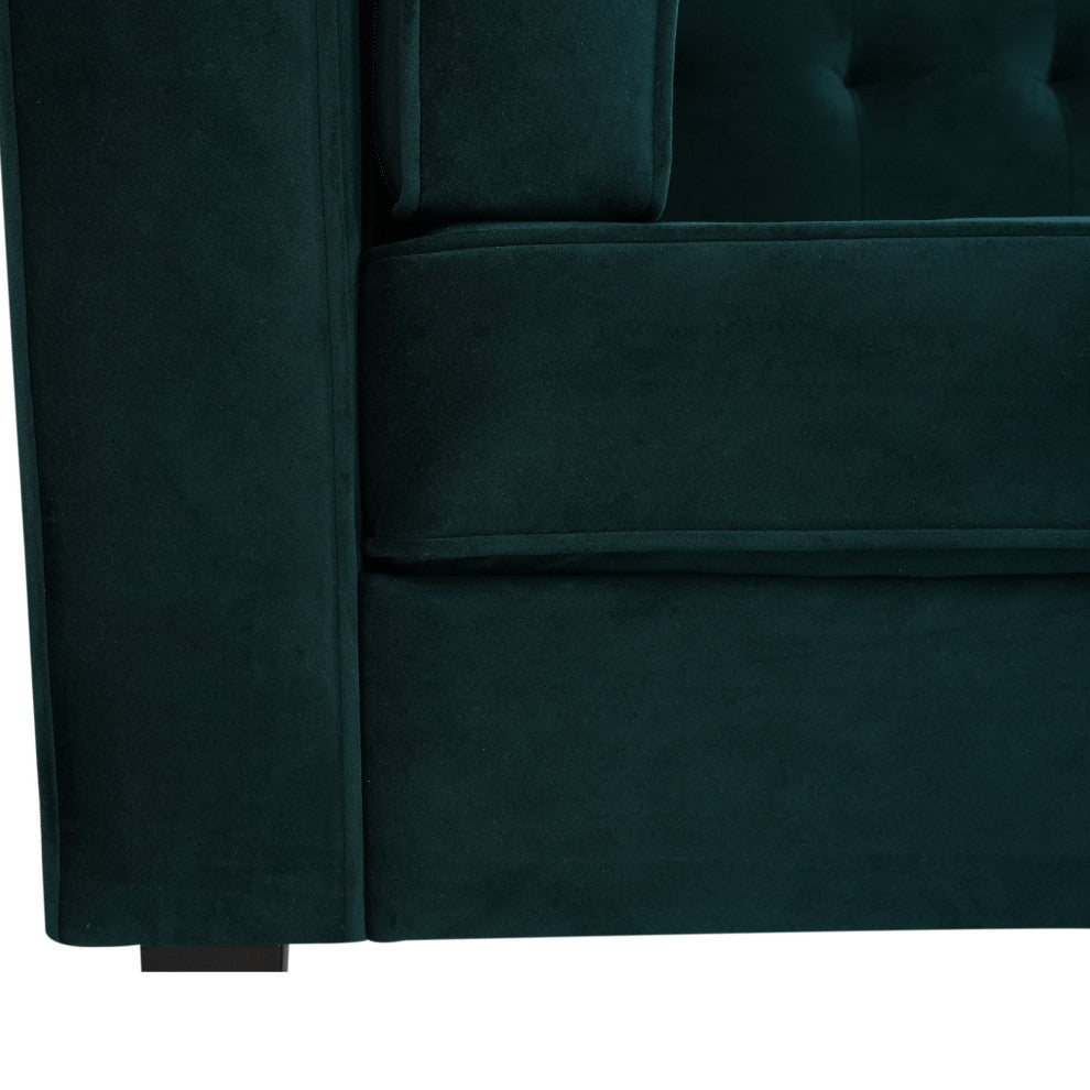 Sororia Velvet 3-Seater Low Profile Sofa, Green