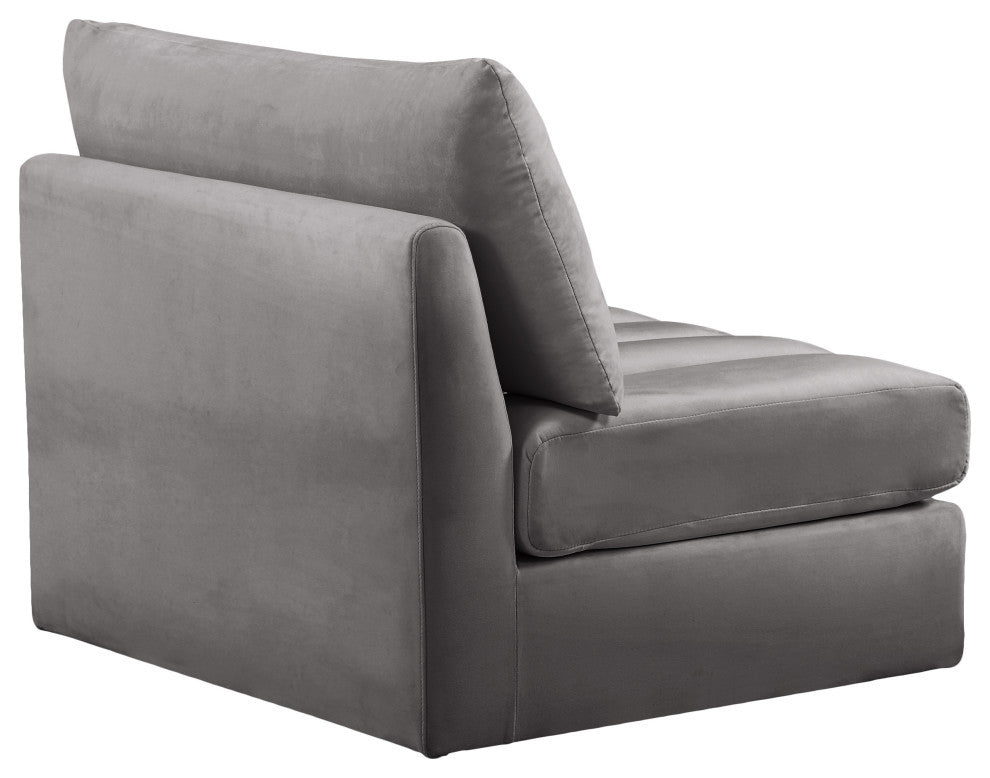 Jacob Velvet Upholstered Modular Armless Chair, Grey