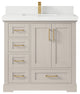 Boston 36" Center Sink Bath Vanity in Fine Grain 2" White Quartz