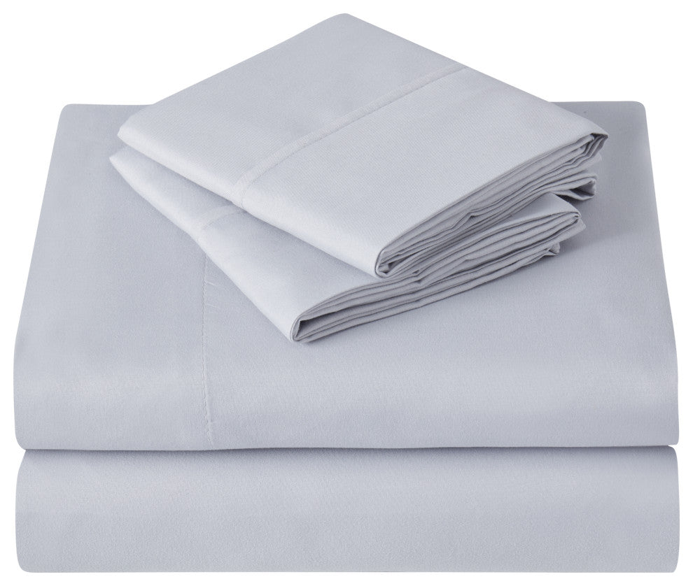 Kathy Ireland 4 Piece Brushed Microfiber Sheet Set, Light Gray, Twin