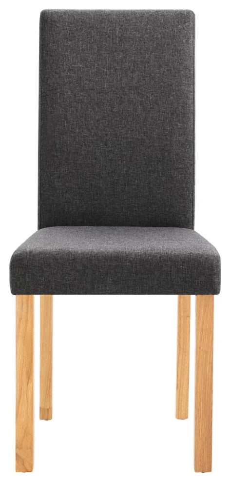 vidaXL Dining Chairs 6 Pcs Side Chair with Solid Wood Legs Dark Gray Fabric