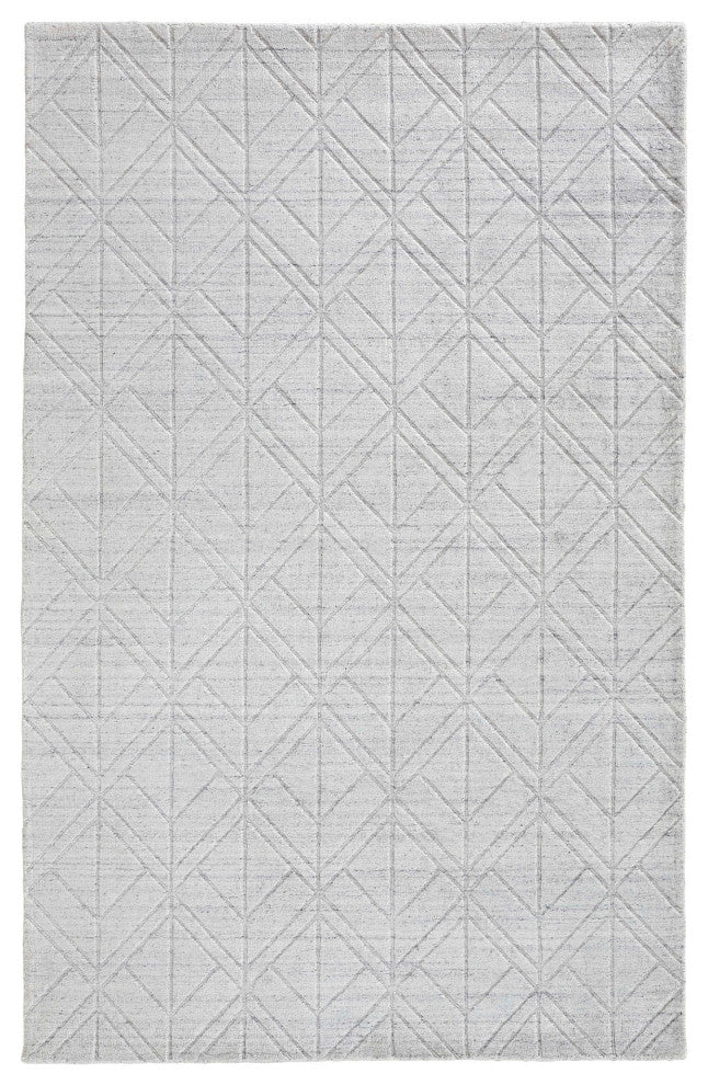 Weave & Wander Tatem Minimal Viscose Rug, White/Gray, Rug, 8' X 10'