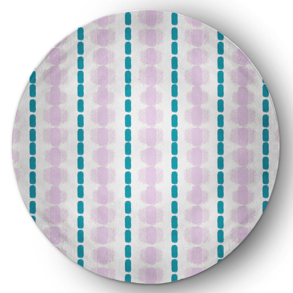 Watercolor Stripe Spring Chenille Rug, Purple-Blue, 5' Round