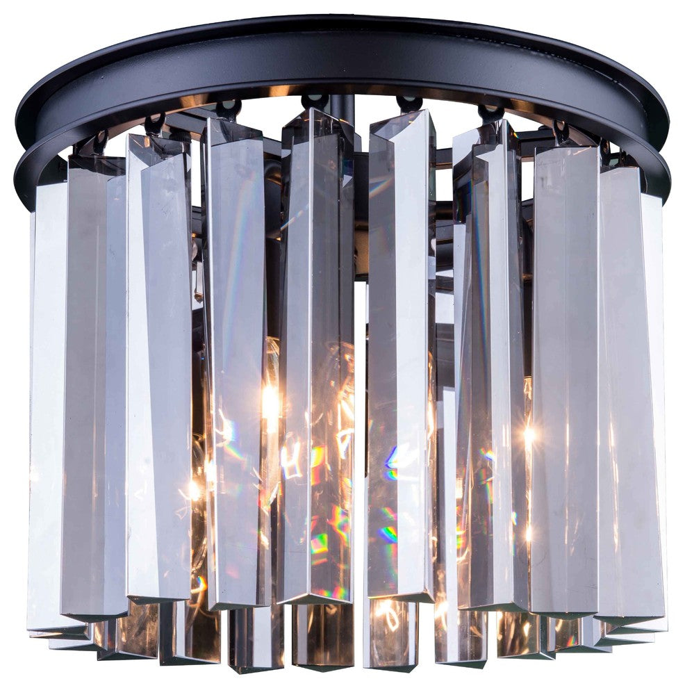 1208 Sydney Collection Flush Mount, Silver Shade, Mocha Brown