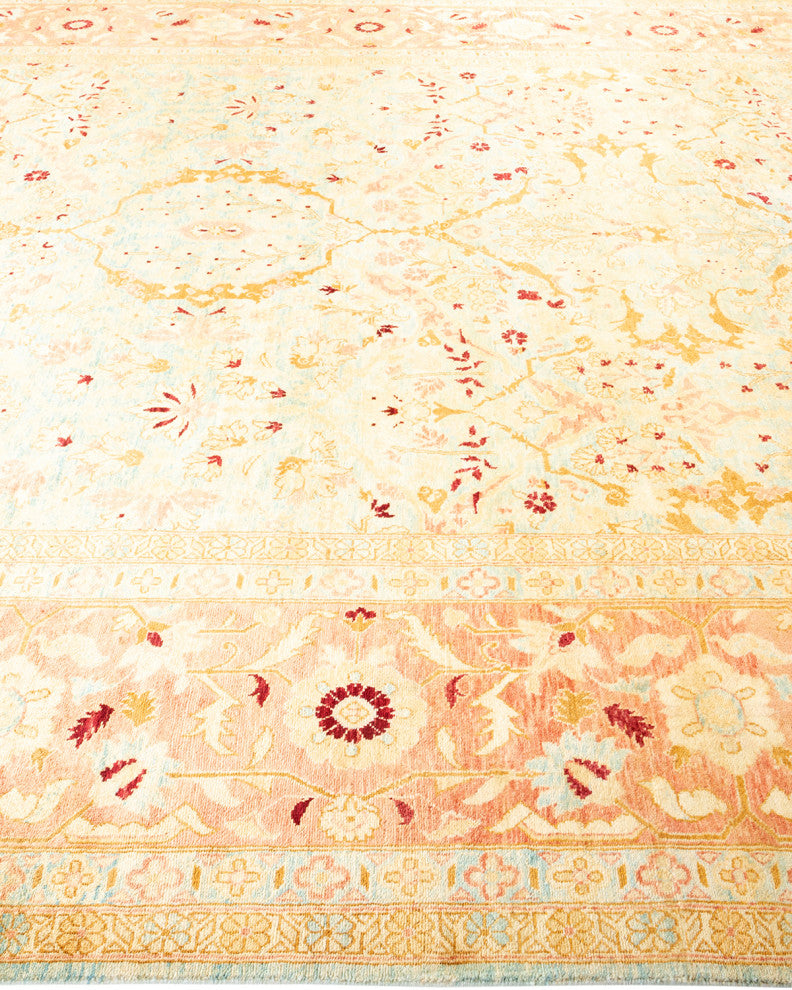 Eclectic, One-of-a-Kind Hand-Knotted Area Rug Light Blue, 8' 10" x 11' 5"