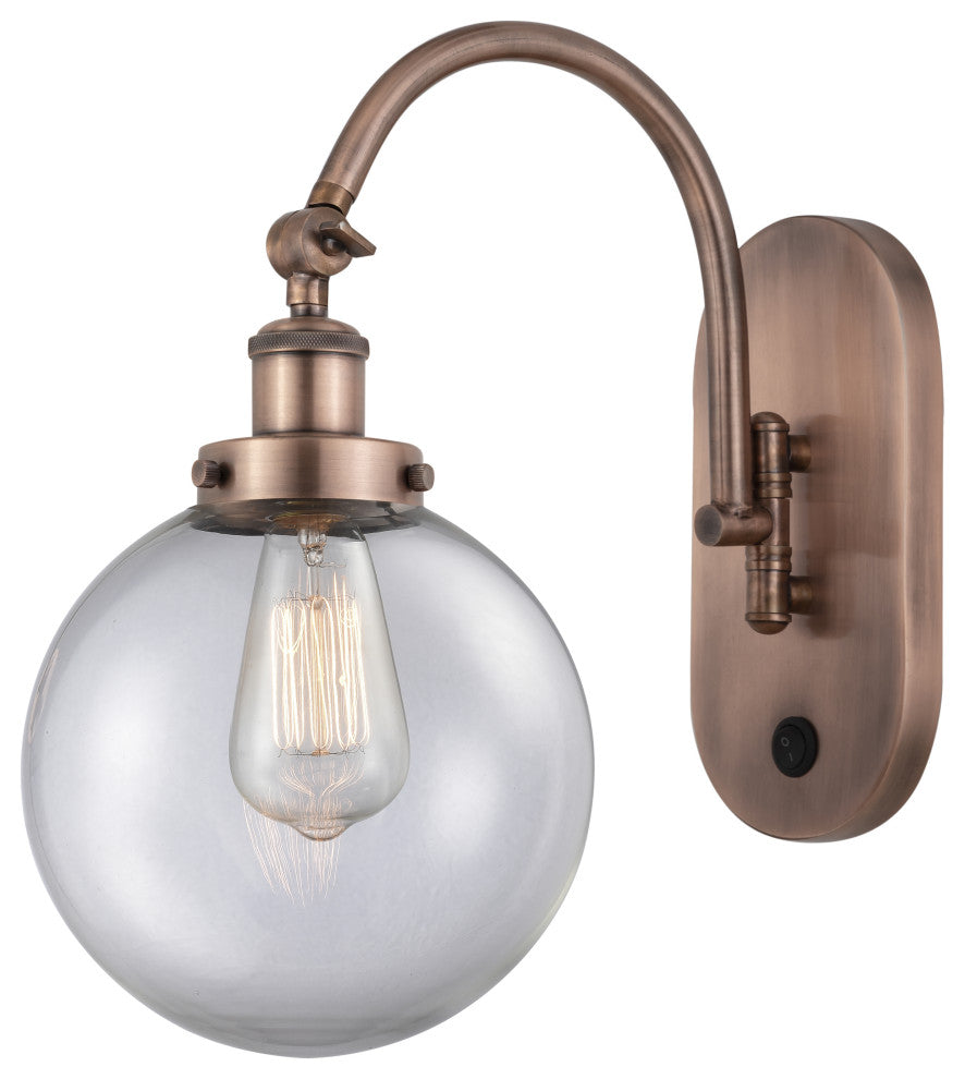 Innovations 918-1W-AC-G202-8-LED 1-Light Sconce, Antique Copper