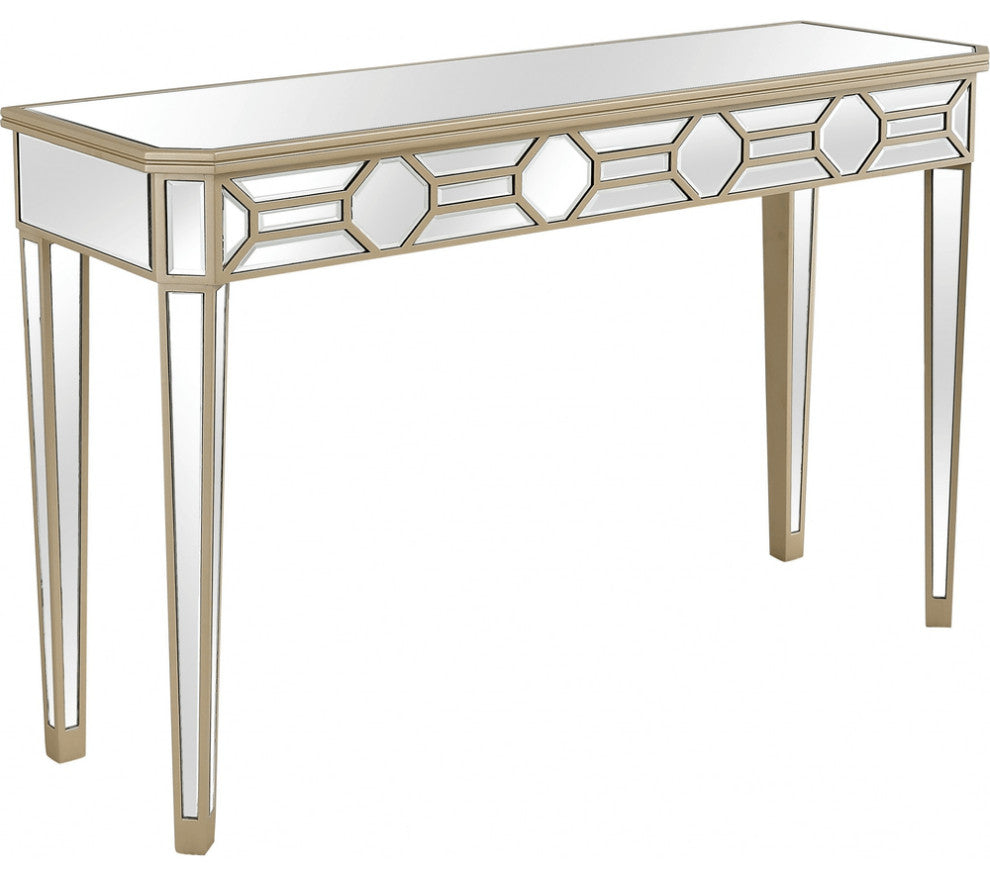Gold Trimmed Mirrored Console Table