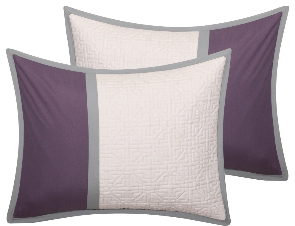 Camila 7-Piece Bedding Comforter Set, Purple, California King