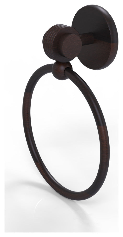 Satellite Orbit Two Towel Ring With Groovy Accent, Venetian Bronze