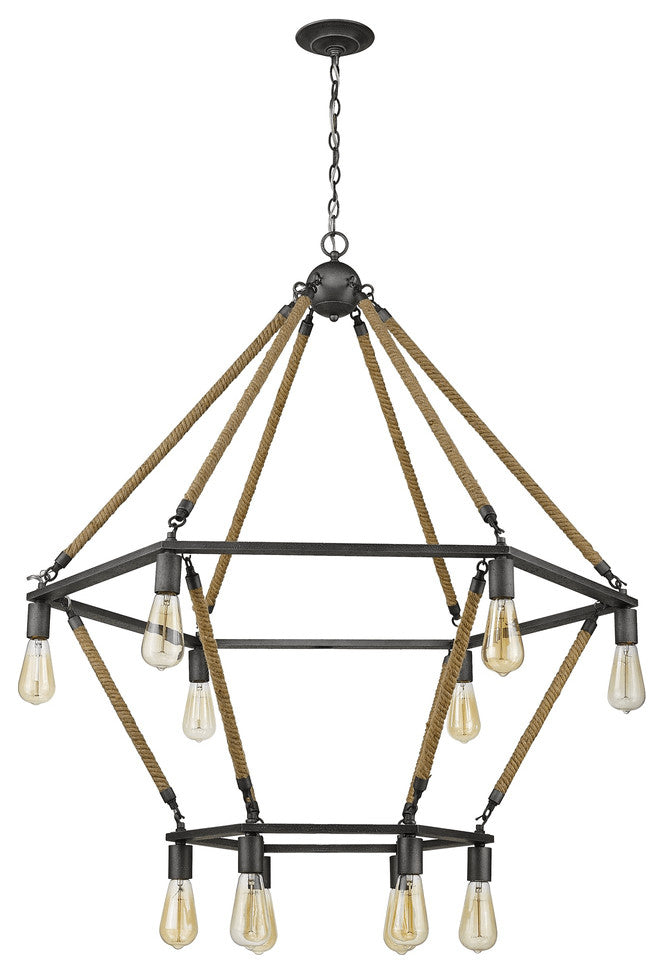 Holden 12-Light Antique Gray Wagon Wheel Chandelier