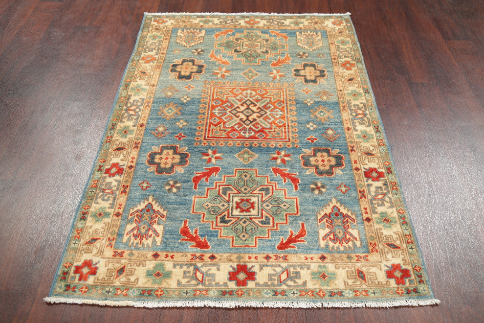 Faded Oriental Traditional Hand Made Pakistani Area Rug, Blue, 5'1"x3'4"