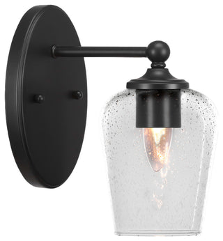 Capri 1-Light Wall Sconce, Matte Black/Clear Bubble