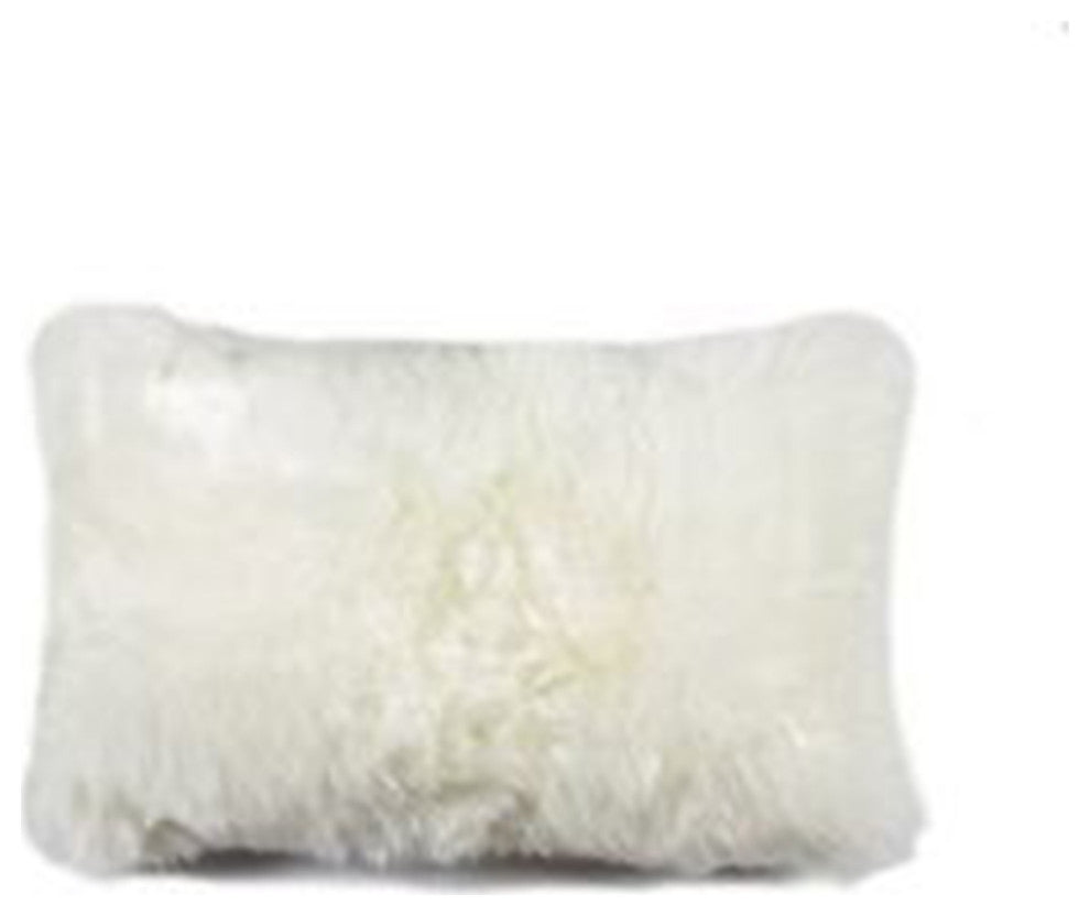 HomeRoots 12" x 20" x 5" Natural Sheepskin Pillow