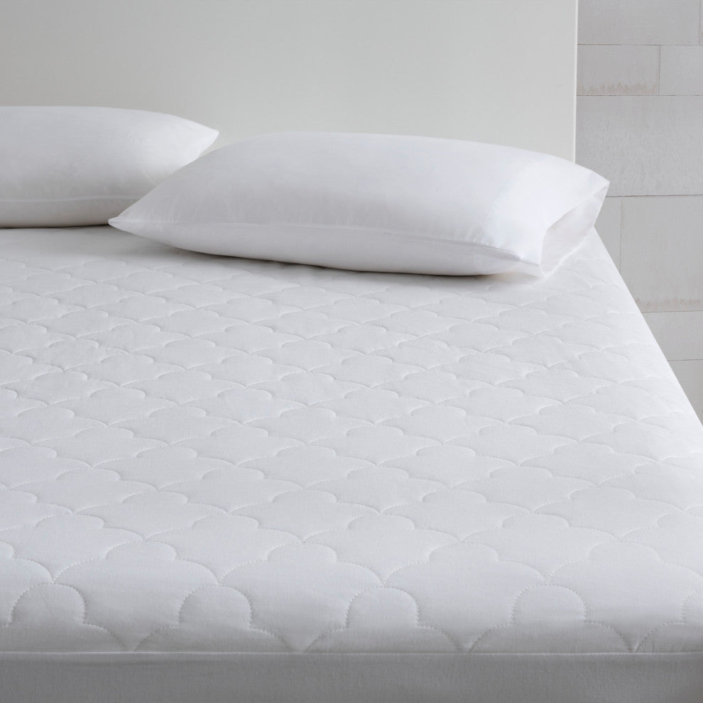 Sleep Philosophy Percale Double Insertion Filled Mattress Pad, White, Twin