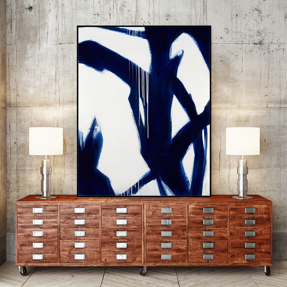 True Blue Art block Framed Canvas, 22"x28"