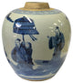 Oriental Handpainted People Small Blue White Porcelain Ginger Jar Hws2330