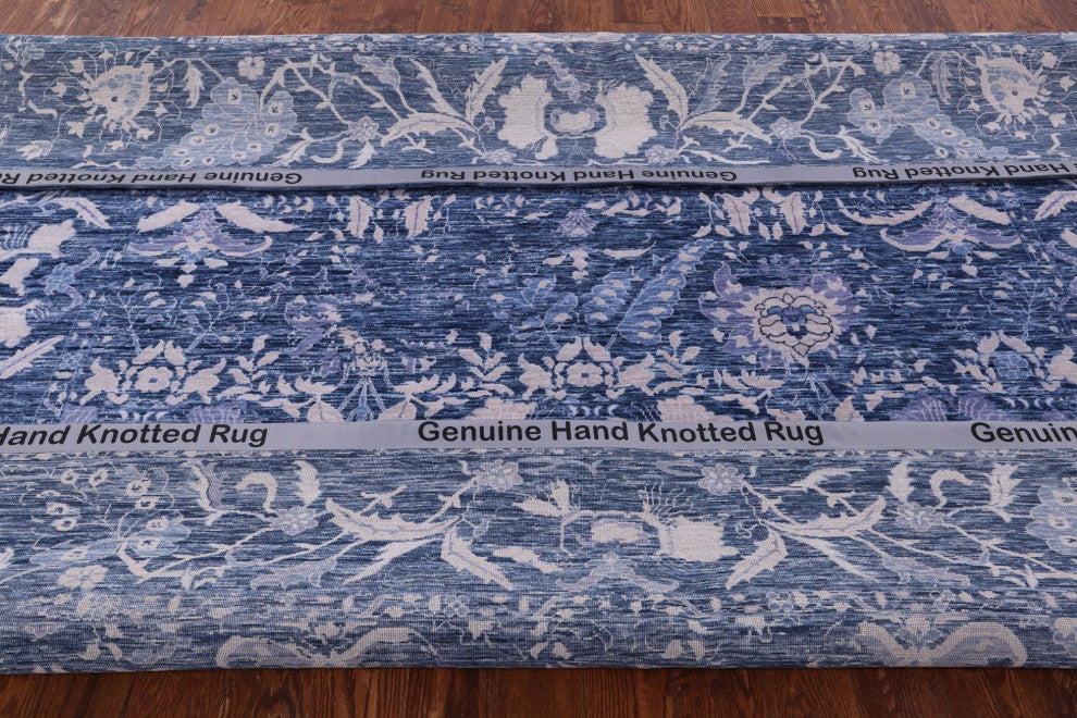 9' Square Modern Handmade Wool Rug Q11888