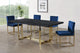 Giselle Velvet Dining Chairs, Set of 2, Navy, Gold Base