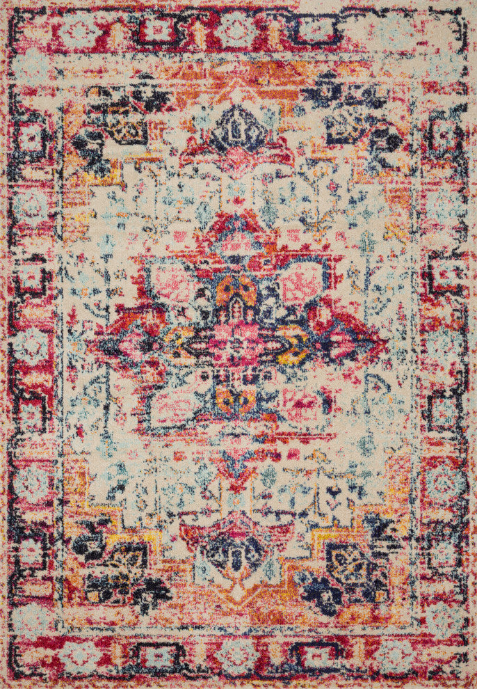 Ivory, Red, Pink, Orange Nadia Area Rug by Loloi II, 8'0"x11'0"