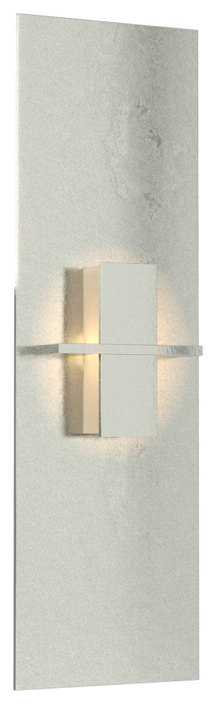 Aperture Vertical Sconce, Sterling Finish, White Art Glass
