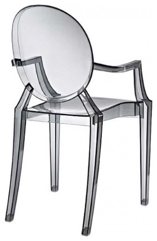 Kitchen Dining Arm Rest Chair, Crystal Smoke Transparent