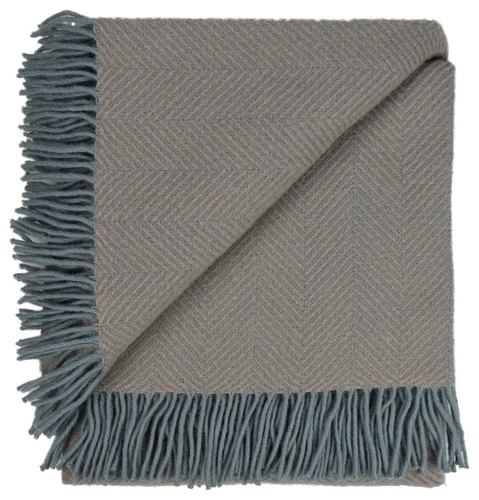 Highland Tweed Herringbone Pure New Wool Throw, Oyster