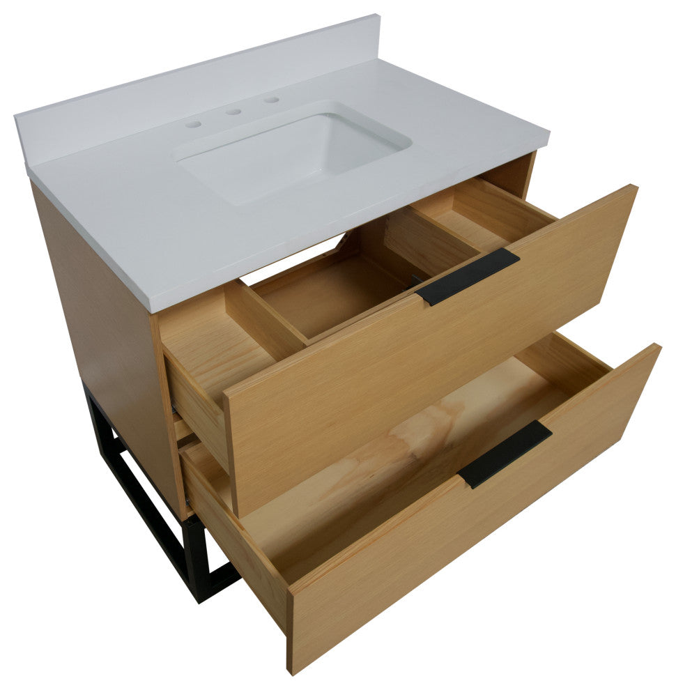 Mia 36" Bathroom Vanity, Blonde, Matte White