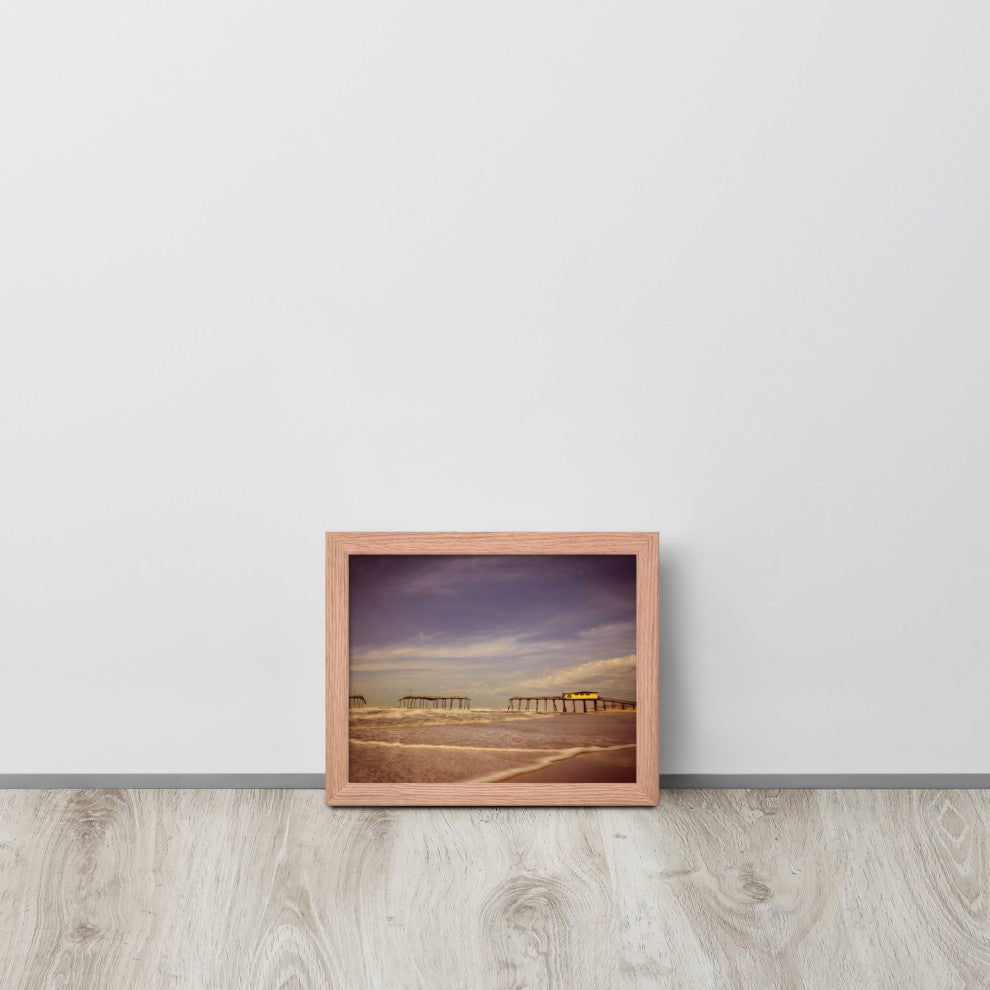 Aged View of Frisco Pier Coastal Framed Photo Paper Print, Red Oak, 8" X 10"
