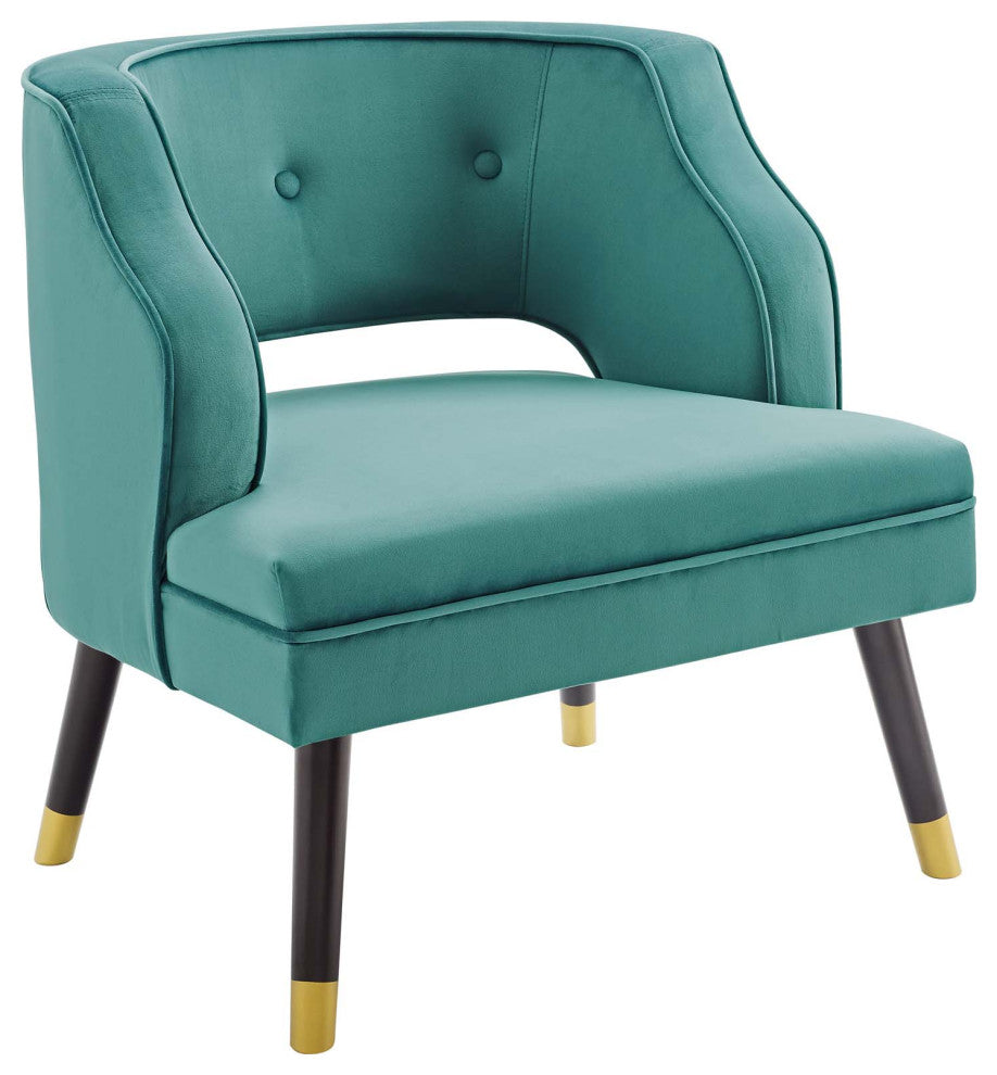 Traipse Button Tufted Open Back Performance Velvet Armchair