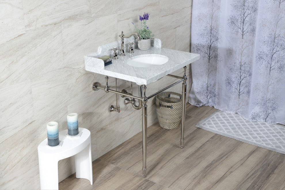Kingston Brass LMS3022M86 30" Carrara Marble Console Sink, Legs
