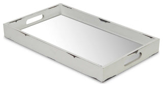 White Wooden Mirrored Serving Tray