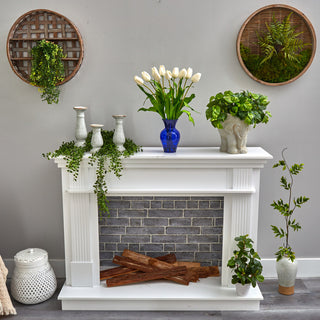 22" Dutch Tulip Artificial Arrangement, Blue Colored Vase