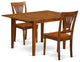 3 Pc Milan Kitchen Table Featuring Leaf, 2 Wood Dinette Chairs In Saddle Brown .