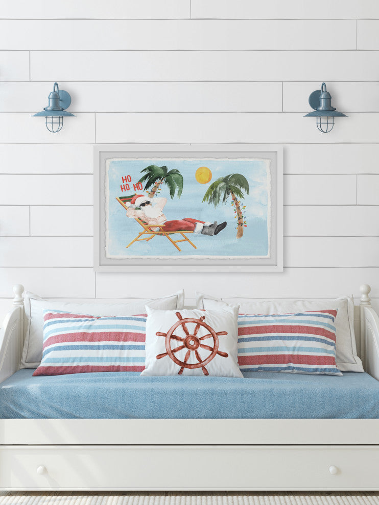 "Santa Goes on Vacation" Framed Painting Print, 36x24